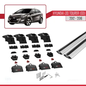 Hyundai i30 Tourer (GD) 2012-2016 Arası ile uyumlu ACE-2 Ara Atkı Tavan Barı GRİ thumb 5