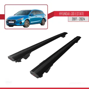 Hyundai i30 ESTATE 2017 ve Sonrası ile uyumlu HOOK Model Anahtar Kilitli Ara Atkı Tavan Barı SİYAH thumb 4