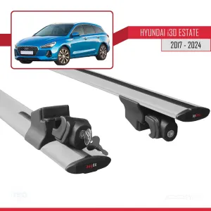 Hyundai i30 ESTATE 2017 ve Sonrası ile uyumlu HOOK Model Anahtar Kilitli Ara Atkı Tavan Barı GRİ thumb 5