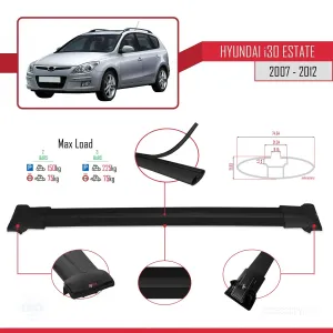 Hyundai İ30 ESTATE 2007-2012 Arası ile uyumlu FLY Model Ara Atkı Tavan Barı SİYAH thumb 4