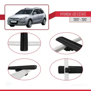 Hyundai İ30 ESTATE 2007-2012 Arası ile uyumlu Basic Model Ara Atkı Tavan Barı SİYAH 3 ADET thumb 4