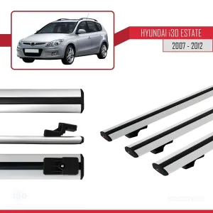 Hyundai İ30 ESTATE 2007-2012 Arası ile uyumlu Basic Model Ara Atkı Tavan Barı GRİ 3 ADET thumb 3