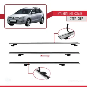 Hyundai İ30 ESTATE 2007-2012 Arası ile uyumlu Basic Model Ara Atkı Tavan Barı GRİ 3 ADET thumb 5