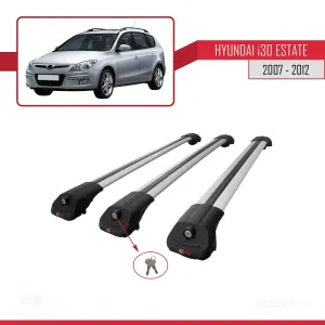Hyundai İ30 ESTATE 2007-2012 Arası ile uyumlu ACE-1 Ara Atkı Tavan Barı GRİ 3 ADET BAR thumb 4