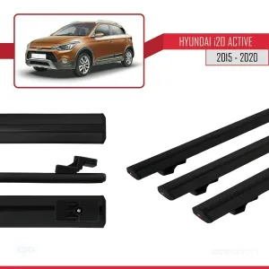 Hyundai i20 ACTIVE 2015-2020 Arası ile uyumlu Basic Model Ara Atkı Tavan Barı SİYAH 3 ADET thumb 5