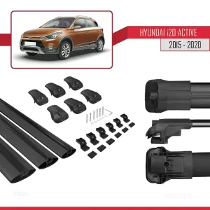Hyundai i20 ACTIVE 2015-2020 Arası ile uyumlu ACE-1 Ara Atkı Tavan Barı SİYAH 3 ADET BAR thumb 5