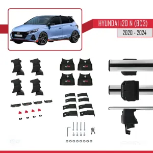Hyundai i20 (BC3) N 2020 ve Sonrası ile uyumlu ACE-4 Ara Atkı Tavan Barı GRİ thumb 5
