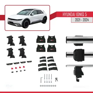 Hyundai Ioniq 5 2021 ve Sonrası ile uyumlu ACE-4 Ara Atkı Tavan Barı GRİ thumb 5