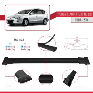 Hyundai Elantra Touring (FD) 2007-2011 Arası ile Uyumlu FLY Model Ara Atkı Tavan Barı SİYAH 3 ADET BAR thumb 4