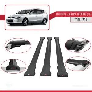 Hyundai Elantra Touring (FD) 2007-2011 Arası ile Uyumlu FLY Model Ara Atkı Tavan Barı SİYAH 3 ADET BAR thumb 5