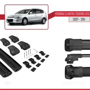 Hyundai Elantra Touring (FD) 2007-2011 Arası ile uyumlu ACE-1 Ara Atkı Tavan Barı SİYAH thumb 5