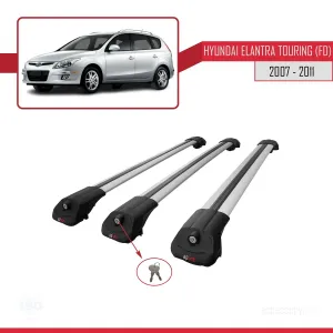 Hyundai Elantra Touring (FD) 2007-2011 Arası ile uyumlu ACE-1 Ara Atkı Tavan Barı GRİ 3 ADET BAR thumb 4