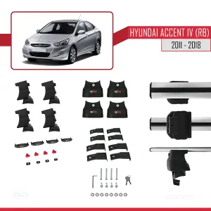 Hyundai Accent IV (RB) Sedan 2011-2018 Arası ile uyumlu ACE-4 Ara Atkı Tavan Barı GRİ thumb 4