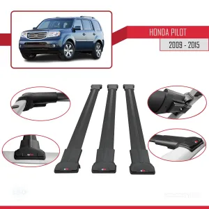 Honda Pilot 2009-2015 Arası ile uyumlu FLY Model Ara Atkı Tavan Barı SİYAH 3 ADET BAR thumb 5