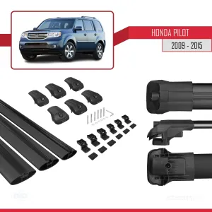 Honda Pilot 2009-2015 Arası ile uyumlu ACE-1 Ara Atkı Tavan Barı SİYAH 3 ADET BAR thumb 5