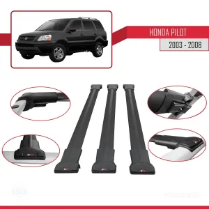 Honda Pilot 2003-2008 Arası ile Uyumlu FLY Model Ara Atkı Tavan Barı SİYAH 3 ADET BAR thumb 5