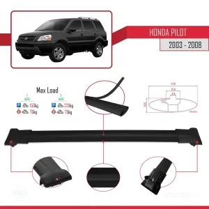Honda Pilot 2003-2008 Arası ile uyumlu FLY Model Ara Atkı Tavan Barı SİYAH thumb 4