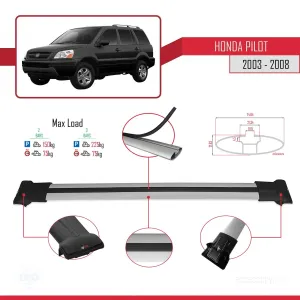 Honda Pilot 2003-2008 Arası ile uyumlu FLY Model Ara Atkı Tavan Barı GRİ thumb 4