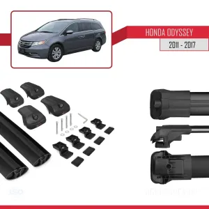 Honda Odyssey MPV 2011-2017 Arası ile uyumlu ACE-1 Ara Atkı Tavan Barı SİYAH thumb 5