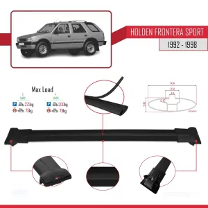 Holden Frontera Sport 1992-1998 Arası ile Uyumlu FLY Model Ara Atkı Tavan Barı SİYAH 3 ADET BAR thumb 4