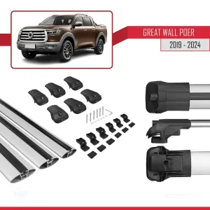 Great Wall Poer 2019 ve Sonrası ile uyumlu ACE-1 Ara Atkı Tavan Barı GRİ 3 ADET BAR thumb 5