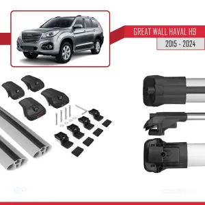 Great Wall Haval H9 2015 ve Sonrası ile uyumlu ACE-1 Ara Atkı Tavan Barı GRİ thumb 5