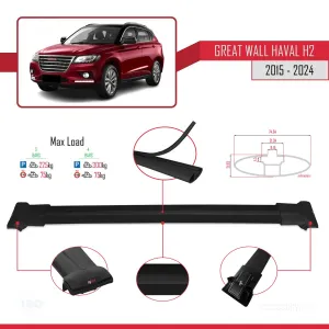 Great Wall Haval H2 2015 ve Sonrası ile Uyumlu FLY Model Ara Atkı Tavan Barı SİYAH 3 ADET BAR thumb 4