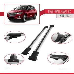 Great Wall Haval H2 2015 ve Sonrası ile Uyumlu FLY Model Ara Atkı Tavan Barı GRİ thumb 5