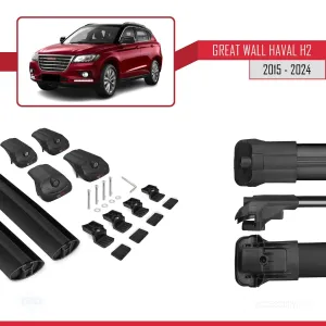 Great Wall Haval H2 2015 ve Sonrası ile uyumlu ACE-1 Ara Atkı Tavan Barı SİYAH thumb 5
