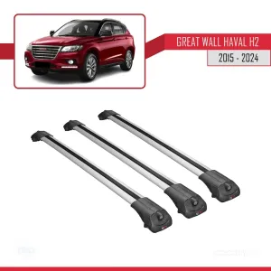 Great Wall Haval H2 2015 ve Sonrası ile uyumlu ACE-1 Ara Atkı Tavan Barı GRİ 3 ADET BAR thumb 3