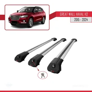 Great Wall Haval H2 2015 ve Sonrası ile uyumlu ACE-1 Ara Atkı Tavan Barı GRİ 3 ADET BAR thumb 4