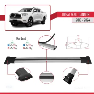Great Wall Cannon 2019 ve Sonrası ile Uyumlu FLY Model Ara Atkı Tavan Barı GRİ 3 ADET BAR thumb 4