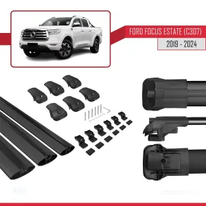 Great Wall Cannon 2019 ve Sonrası ile uyumlu ACE-1 Ara Atkı Tavan Barı SİYAH 3 ADET BAR thumb 5