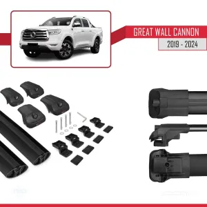 Great Wall Cannon 2019 ve Sonrası ile uyumlu ACE-1 Ara Atkı Tavan Barı SİYAH thumb 5