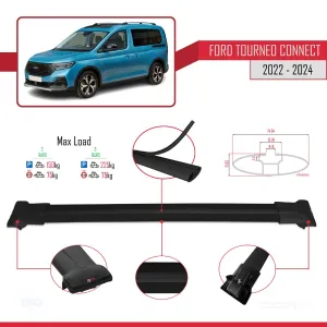 Ford Turneo Connect 2022 ve Sonrası ile Uyumlu FLY Model Ara Atkı Tavan Barı SİYAH thumb 4
