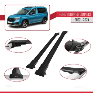 Ford Turneo Connect 2022 ve Sonrası ile Uyumlu FLY Model Ara Atkı Tavan Barı SİYAH thumb 5