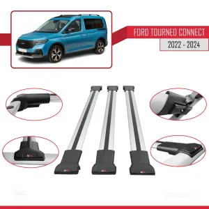 Ford Turneo Connect 2022 ve Sonrası ile Uyumlu FLY Model Ara Atkı Tavan Barı GRİ 3 ADET BAR thumb 5