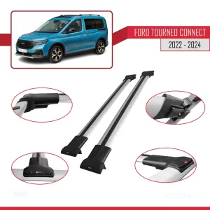 Ford Turneo Connect 2022 ve Sonrası ile Uyumlu FLY Model Ara Atkı Tavan Barı GRİ thumb 5