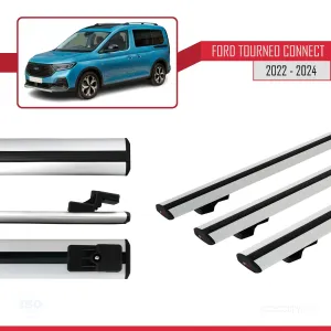 Ford Turneo Connect 2022 ve Sonrası ile uyumlu Basic Model Ara Atkı Tavan Barı GRİ 3 ADET thumb 5