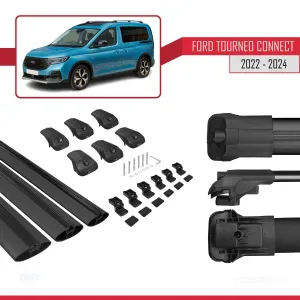 Ford Turneo Connect 2022 ve Sonrası ile uyumlu ACE-1 Ara Atkı Tavan Barı SİYAH 3 ADET BAR thumb 5