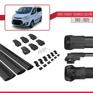 Ford Transit Tourneo - Custom 2012-2023 Arası ile uyumlu ACE-1 Ara Atkı Tavan Barı SİYAH 3 ADET BAR thumb 5