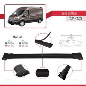 Ford Transit 2014 ve Sonrası ile uyumlu FLY Model Ara Atkı Tavan Barı SİYAH 3 ADET BAR thumb 4
