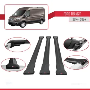 Ford Transit 2014 ve Sonrası ile uyumlu FLY Model Ara Atkı Tavan Barı SİYAH 3 ADET BAR thumb 5