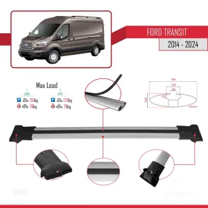 Ford Transit 2014 ve Sonrası ile Uyumlu FLY Model Ara Atkı Tavan Barı GRİ thumb 5