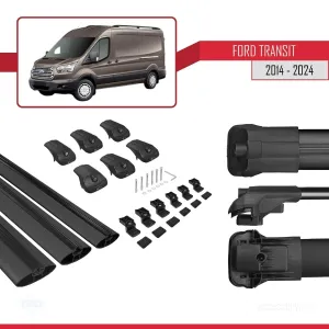 Ford Transit 2014 ve Sonrası ile uyumlu ACE-1 Ara Atkı Tavan Barı SİYAH 3 ADET BAR thumb 5
