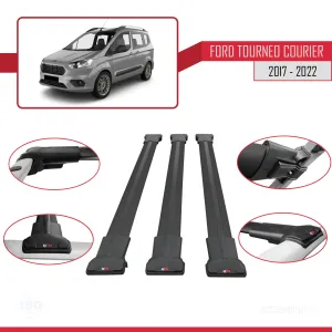 Ford Tourneo Courier 2017-2022 Arası ile uyumlu FLY Model Ara Atkı Tavan Barı SİYAH 3 ADET BAR thumb 5