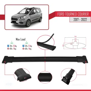 Ford Tourneo Courier 2017-2022 Arası ile Uyumlu FLY Model Ara Atkı Tavan Barı SİYAH thumb 4