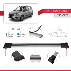 Ford Tourneo Courier 2017-2022 Arası ile uyumlu FLY Model Ara Atkı Tavan Barı GRİ 3 ADET BAR thumb 4