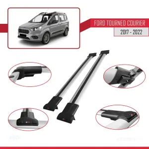 Ford Tourneo Courier 2017-2022 Arası ile Uyumlu FLY Model Ara Atkı Tavan Barı GRİ thumb 5