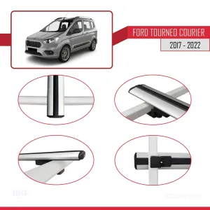 Ford Tourneo Courier 2017-2022 Arası ile uyumlu Basic Model Ara Atkı Tavan Barı GRİ 3 ADET thumb 4